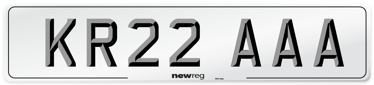 KR22 AAA Number Plate from New Reg